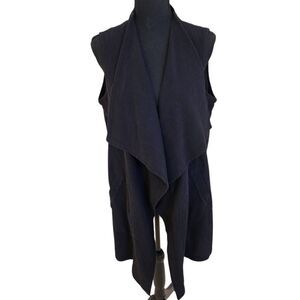 Focus Casual Lite Womens Waterfall Open Draped Preshrunk Cotton Tunic Vest Small